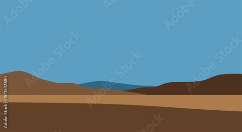 Serene landscape illustration with rolling hills under a clear blue sky, conveying tranquility and natural beauty