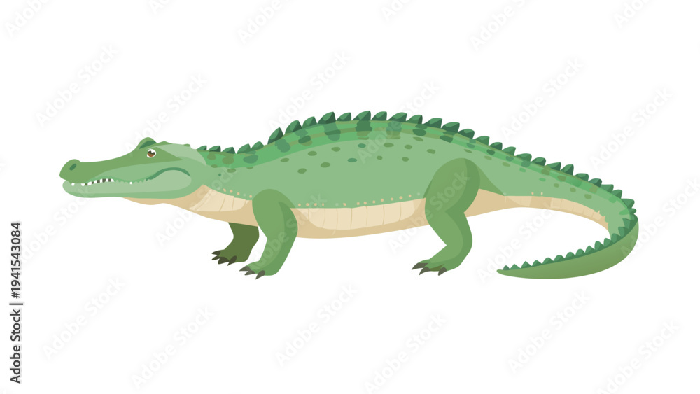 Fototapeta premium Green Crocodile Reptile Wildlife Cartoon Illustration
