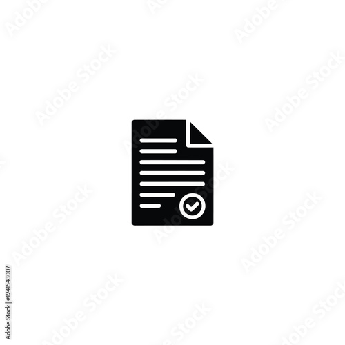 Solid fill of a document with a checkmark in the corner black white