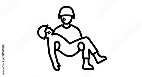 Soldier carrying wounded comrade in arms, medical evacuation, battlefield rescue, support