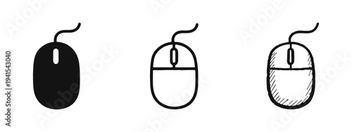 Computer Mouse Icon Set - PC Peripheral and Pointing Device Vector Illustration