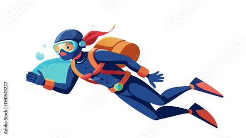 Scuba Diver Underwater Diving Adventure Illustration