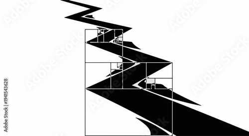 Abstract geometric pattern with sharp angles and cascading squares creating a dynamic visual flow.