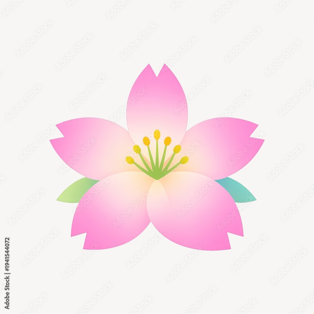 Fototapeta premium Delicate pink cherry blossom illustration.