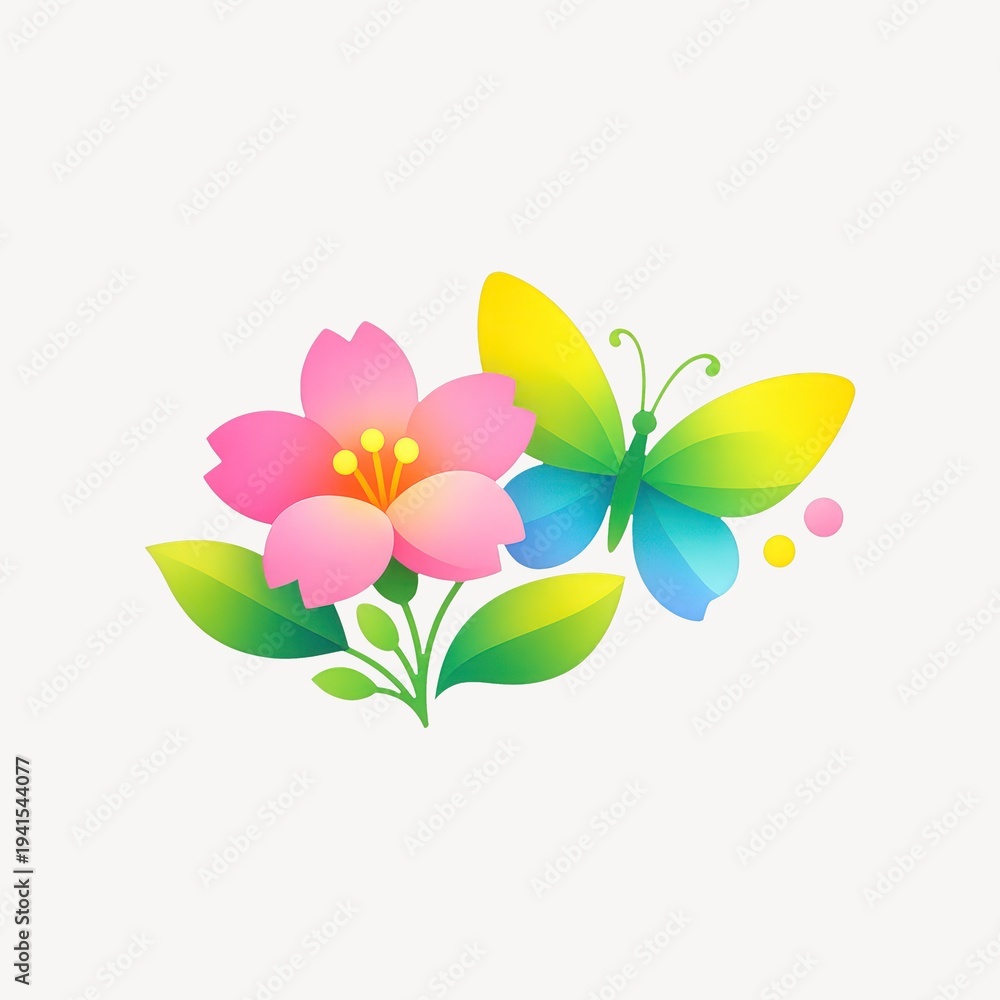 Fototapeta premium Colorful butterfly flower illustration