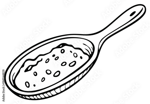 Illustration of a wooden scoop filled with grainy material