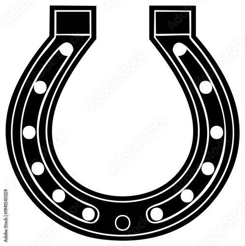Black horseshoe graphic illustration, lucky symbol, metal craft