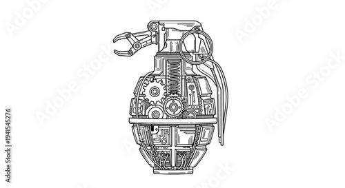 Steampunk Grenade with Intricate Gears and Mechanical Details