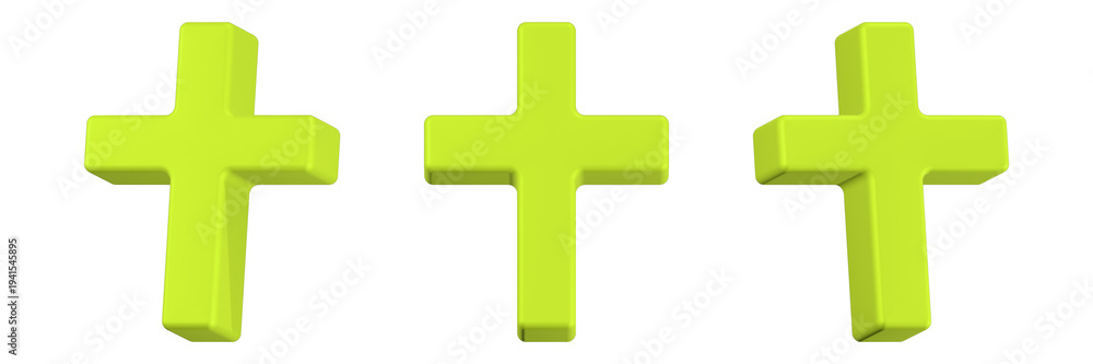 Fototapeta premium cross Christ icon 3d render yellow color