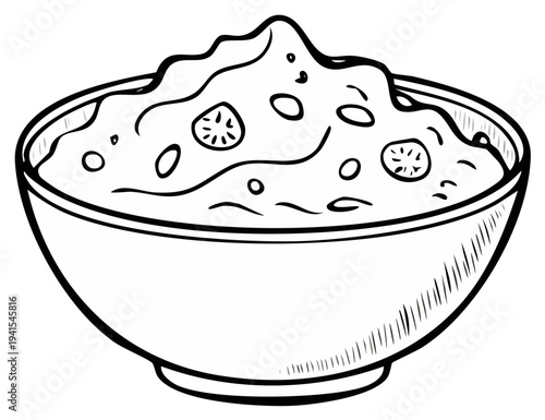 Bowl of creamy food illustration for design elements and culinary arts project