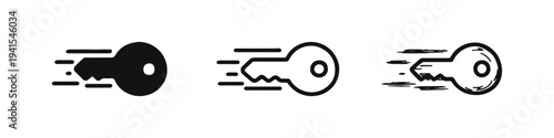 Fast Key Access and Quick Security Icon Set in Solid, Outline, and Hand-Drawn Styles