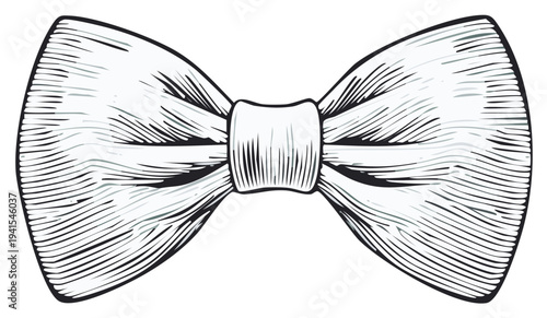 Classic Hand Drawn Bow Tie Accessory with Detailed Hatching Technique