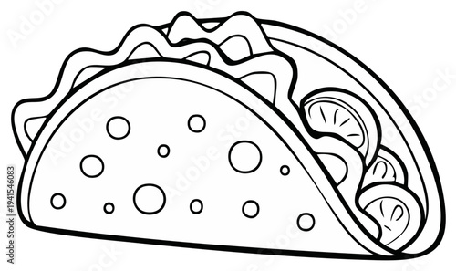 Stylized Illustration of a Delicious Taco Ready to be Eaten