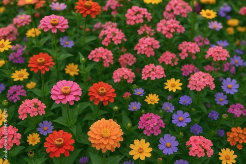 Vibrant garden with colorful blooms.