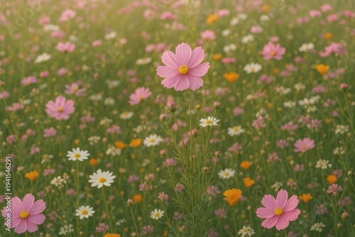 Vibrant wildflower meadow landscape