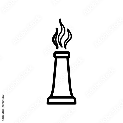 A simple black line drawing of a chess piece with flames rising from the top, set against a plain white background. The image conveys a sense of intensity and strategy.