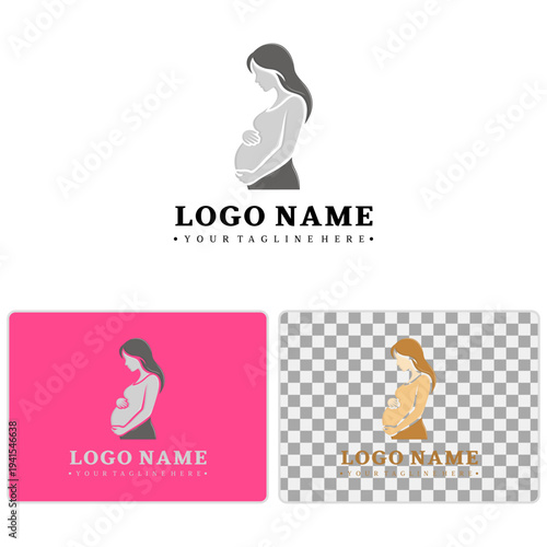 Pregnant Woman Silhouette Logo Template for Maternity and Obstetrics
