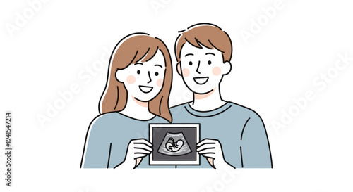 Couple Holding Ultrasound Image of Baby.