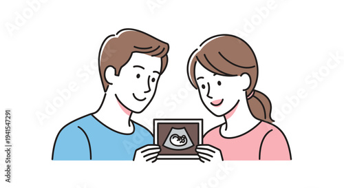 Couple Holding Ultrasound Image of Baby.