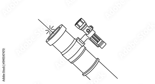 Telescope with flashlight attachment for night observation, schematic drawing