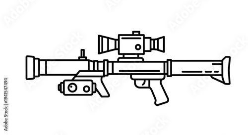 Vector Illustration of a Rocket Launcher with Scope and Tactical Light