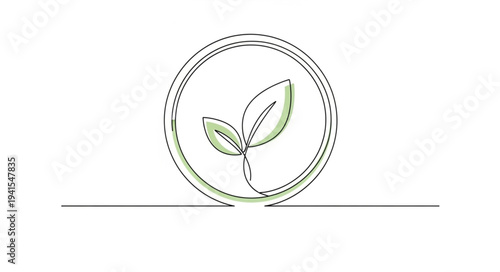 Minimalist Eco-Friendly Plant Illustration with Leaf Design.
