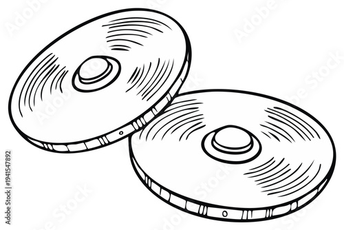 Two Vinyl Records Black and White Illustration Music Media