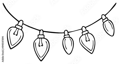 Outline of hanging Christmas lights decorative festive holiday string