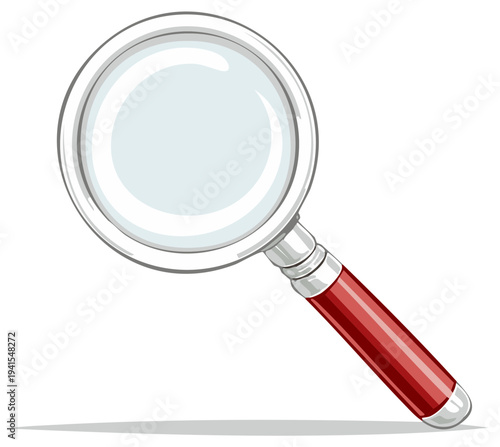 Magnifying Glass Clip Art with Red Handle Search Investigation Zoom Detail Discovery