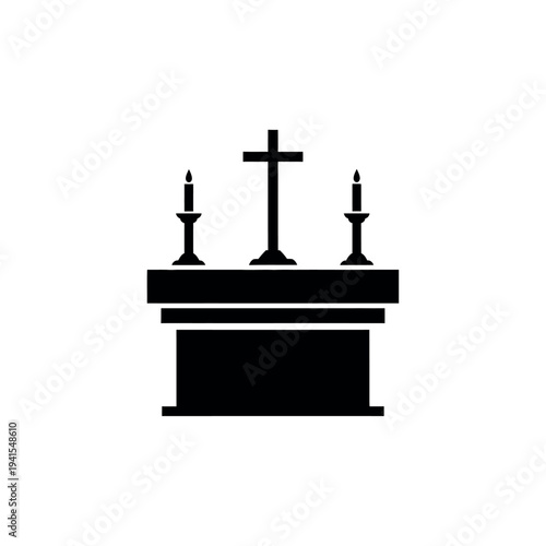 Altar with Cross and Candles Icon.