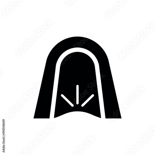 Black and white icon of a swimming kickboard.