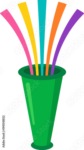 An artistic rendering of a green vase with colorful arcs. The vibrant design is sure to captivate your audience