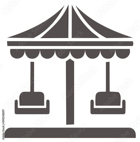 Fairground carousel seat ride with canopy roof icon vector design