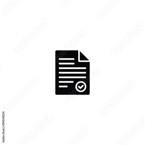 Solid fill of a document with a checkmark in the corner black white