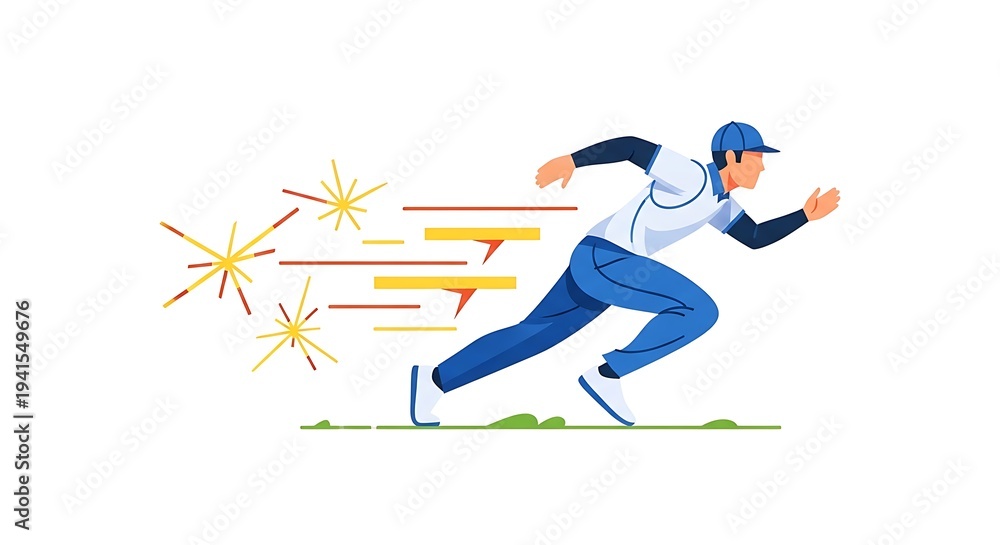 Fototapeta premium Man running fast with dynamic motion lines and explosive speed effect