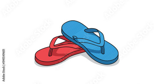 Vector illustration of 2 colorful flip flops