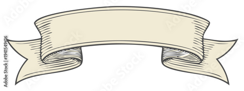 Classic Arched Scroll Banner in a Vintage Engraved Etching Style