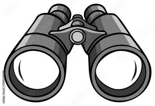 Close up of gray binoculars, exploring, observing, and looking for details