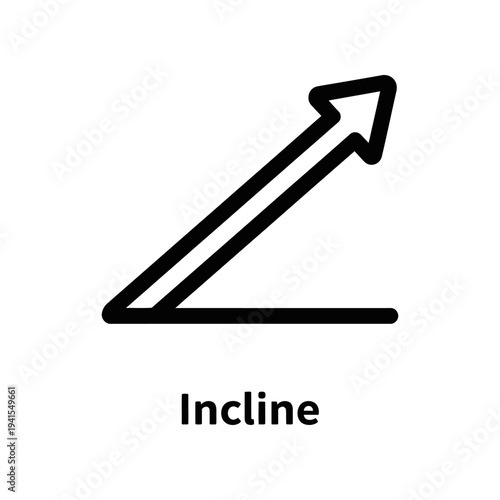 A simple, black line illustration of an incline arrow pointing upwards, indicating growth, increase, or upward trend, on a clean white background.