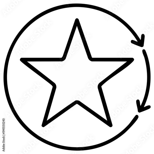 Star Outline With Circular Arrows in Rotating Motion Symbol