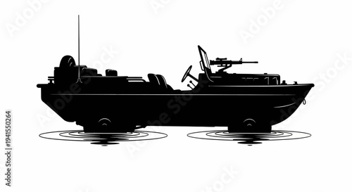 Amphibious Vehicle Silhouette - Military Transport and Watercraft