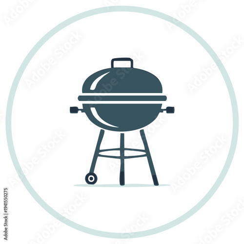 Barbecue grill icon flat vector illustration for summer cookout and outdoor cooking