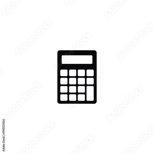 Solid fill of black calculator with white keys and display digital
