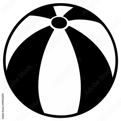 Black and white striped beach ball illustration playful toy simple design