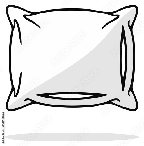 Cartoon pillow illustration with shadow, isolated design element.