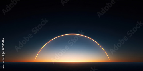 Gold glowing arc technology background on a black background