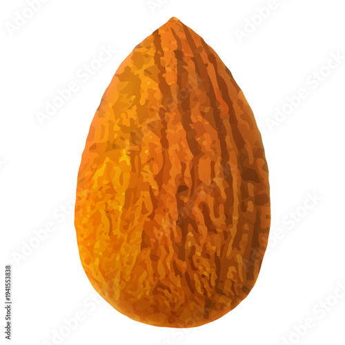 Almond nut without shell isolated on white background. Realistic 3d Vector illustration. Ready to use for your design, presentation, promo, ad. EPS10.