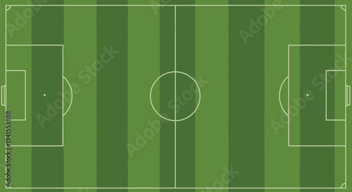Simple green soccer field vector graphic illustration for sports and game related designs