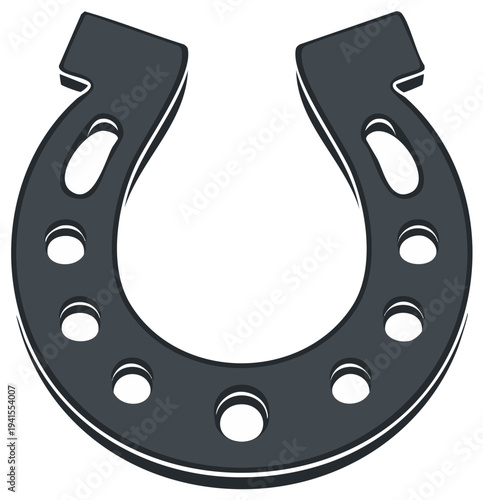 Classic dark metal horseshoe with nail holes symbolizing luck and tradition