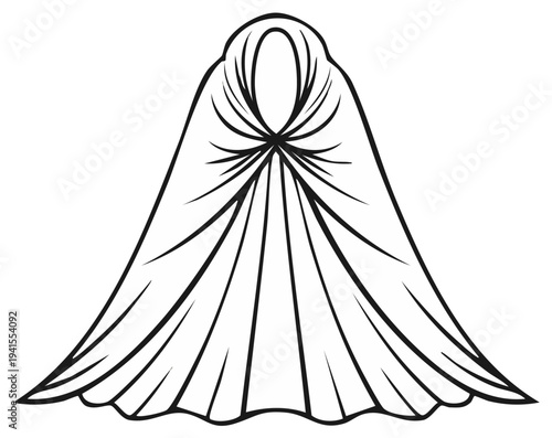 Cloaked Figure Line Art Black and White Illustration Mystery Character